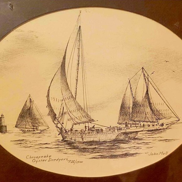 Chesapeake Oyster Dredgers by John Moll #722/1500 - Picture 1 of 7